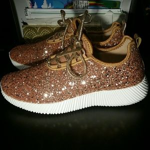Glitter Rose Gold Sneaker Shoes